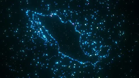 Glowing Blue Particles Forming Mexico Map on Dark Background Stock Illustration