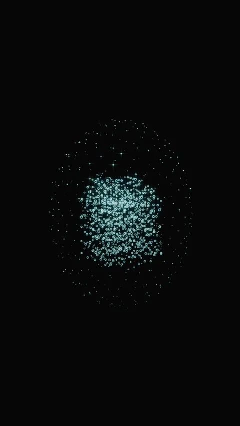 Glowing blue particles swirling in a sphere on black background Stock Footage 346662598