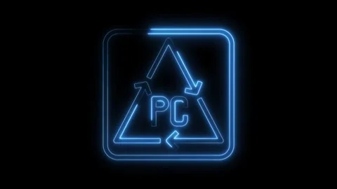 Glowing blue pc recycling symbol on a black background promoting environmental Stock Footage 322970348