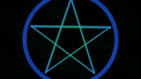 Glowing Blue Pentagram on Black Background Stock Footage 340500481