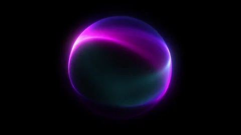 Glowing blue pink gradient sphere. Neon wavy purple 3D ball. Bright web ene.. Stock Footage 321020348