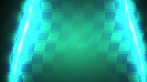 Glowing blue pixelated background with checkered pattern and light effects. Stock Footage 336696156