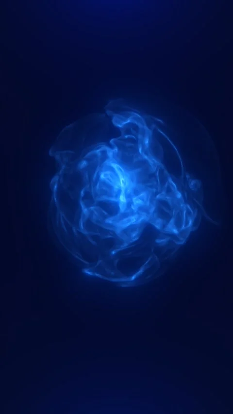 Glowing blue plasma and smoke form a luminous abstract orb, creating a myst.. Stock Footage 337957743