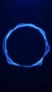 Glowing blue plasma circle with flowing energy waves on dark background. Ab.. Stock Illustration