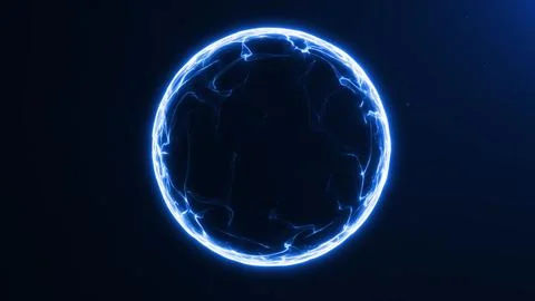 Glowing blue plasma orb made of smooth neon waves and soft digital energy s.. Stock Illustration