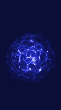 Glowing blue plasma orb made of swirling particles on a dark background, ab.. Stock Illustration