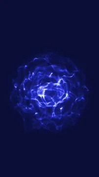 Glowing blue plasma orb made of swirling particles on a dark background, ab.. Stock Illustration