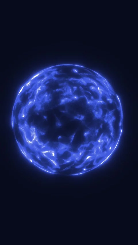 Glowing blue plasma sphere on dark background with electric texture, sugges.. Stock Footage 329188920