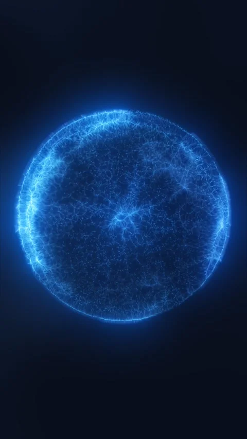 Glowing blue plasma sphere with delicate inner filament patterns on a dark .. Stock Footage 331121306