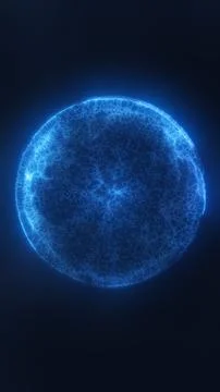 Glowing blue plasma sphere with delicate inner filament patterns on a dark .. Stock Photos