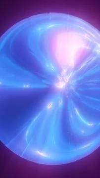 Glowing blue plasma vortex with soft neon light trails, abstract sci-fi ene.. Stock Illustration