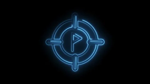 Glowing blue play button target animation against black background minimali.. Stock Footage 346000049