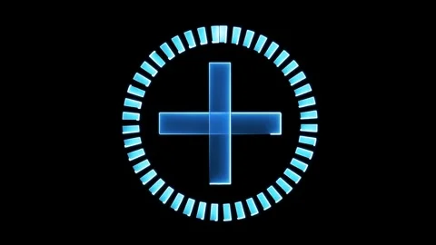 Glowing Blue Plus Sign with Circular Array Stock Footage 275662861