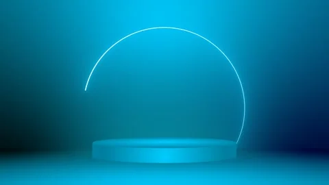 Glowing Blue Podium with Neon Ring Stock Footage 317082082