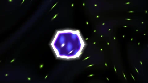 Glowing blue polygon with white outline and green streaks on black background Stock Footage 337462677
