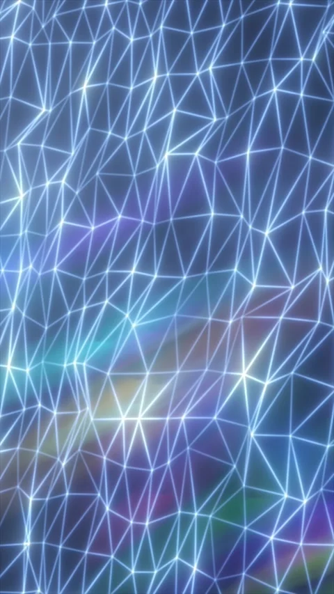 Glowing blue polygon wireframe mesh with connected triangles, futuristic di.. Stock Footage 329703827