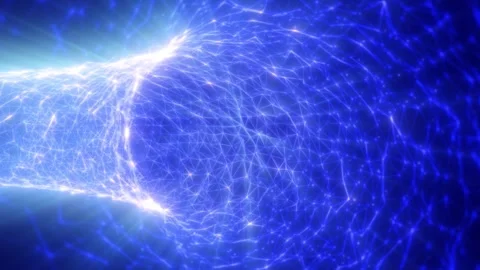 Glowing blue polygonal mesh forming an abstract background Stock Footage 335550544