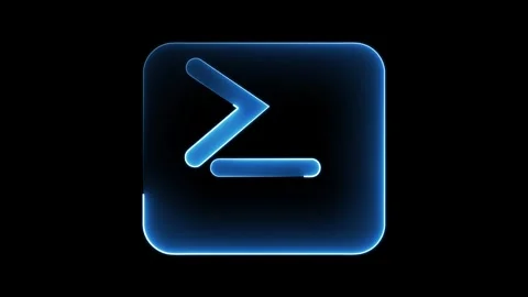 Glowing Blue PowerShell Icon on Black Ba... | Stock Video | Pond5