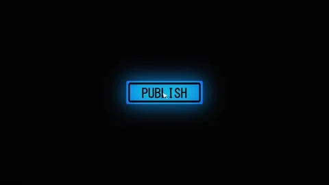 Glowing Blue Publishing Button on Dark Background for Digital Content Creatio Stock Footage 336971207
