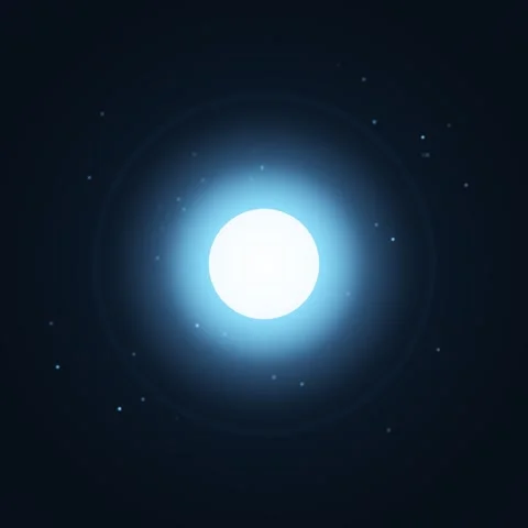 Glowing Blue Pulsating Sphere with Orbiting Dust Particles Motion Background Stock Footage 340812523