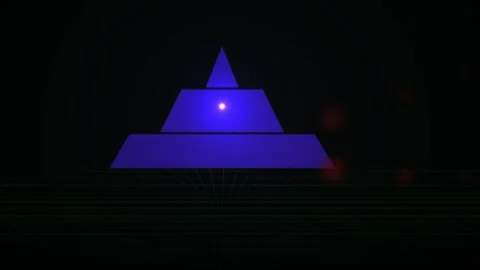 Glowing blue pyramid with white dot on black background. Stock Footage 336696178