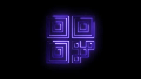 Glowing blue qr code animation on black background for modern technology an.. Stock Footage 314543445
