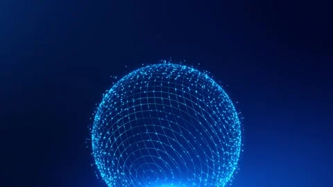 Glowing Blue Quantum Energy Sphere rb and ball. Orbiting Particles Futuristic Pl Stock Footage 341916482
