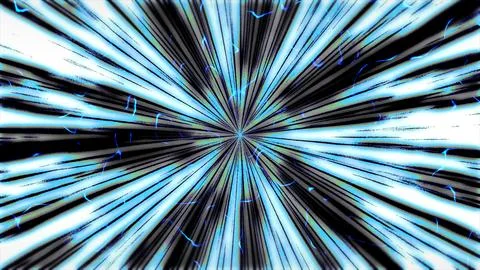 Glowing blue radial speed lines hyperspace warp zoom effect background Stock Illustration