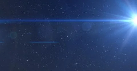 Glowing blue rays of light moving in the night sky Stock Illustration