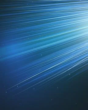 Glowing blue rays sweep diagonally across a deep atmospheric field, creatin.. Illustrazione stock