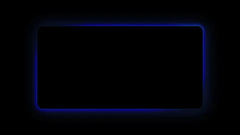 Glowing blue rectangle border frame light seamless loop animation rotating neon. Stock Footage 336690118