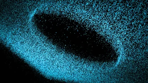 Glowing blue ring on a dark background. Abstract tech design element Stock Footage 334271091