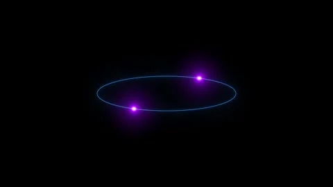 Glowing blue ring with orbiting purple lights motion graphics loop 4k Video stock 347465888