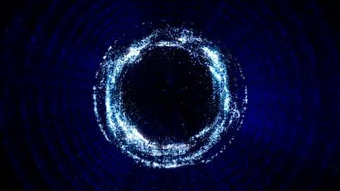 Glowing blue ring pulsates against a deep dark background. 스톡 일러스트