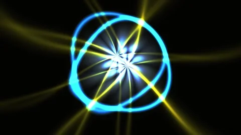 Glowing blue rings with yellow rays. Stock Footage 333925799