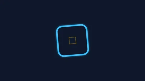 A glowing blue rounded square frame centered on a dark deep navy background Stock Footage 339616021