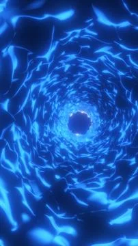 Glowing blue sci-fi tunnel with glossy fluid walls, abstract wormhole backg.. Stock Illustration