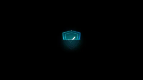Glowing blue shield icon with checkmark animation digital security and prot.. Video stock 342751605