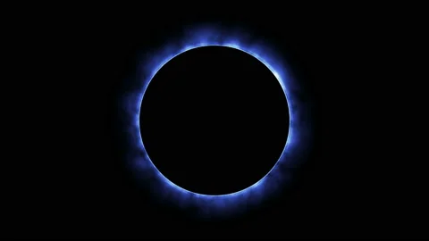 Glowing blue shining Eclipse around black circle motion graphic. Stock Footage 147547314