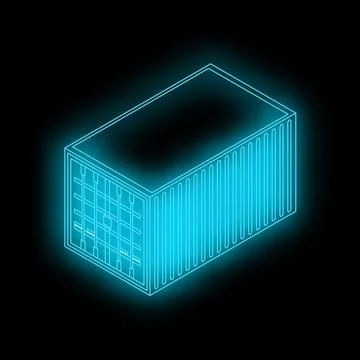Glowing blue shipping container representing global trade and logistics イラスト素材