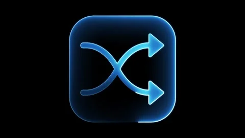 Glowing Blue Shuffle Icon Stock Footage 275664250