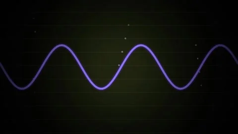 Glowing blue sine wave frequency pulsing on a dark background Stock Footage 339925709