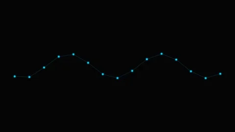 A glowing blue sine wave plotted with connected data points on black Stock Footage 339617738