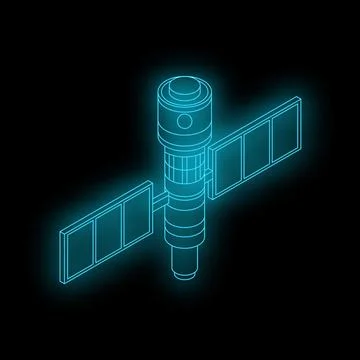 Glowing blue spaceship floating through space Stock Illustration