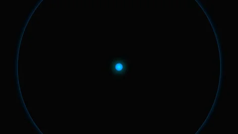 A glowing blue sphere centered on a dark background with circular ripple effe 스톡 동영상 339619221