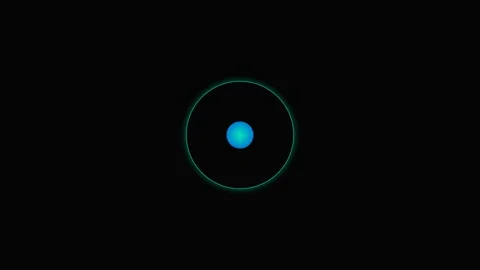 A glowing blue sphere centered within a thin green circular outline design Stock-Footage 339615536