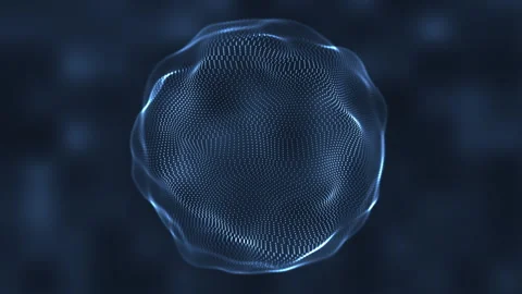 Glowing blue sphere composed of densely packed light particles, set against a Stock Footage 276081029
