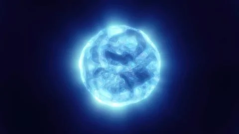A glowing blue sphere with fluid textures, appearing as an abstract cosmic .. Stock Photos
