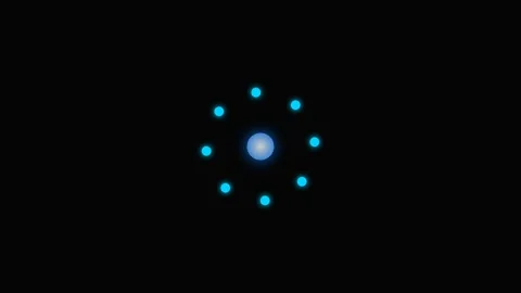 A glowing blue sphere surrounded by a circular pattern of eight tiny dots 库存影片 339619186
