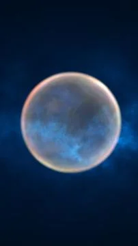 A glowing blue sphere surrounded by a cosmic mist, creating a surreal and f.. 스톡 일러스트
